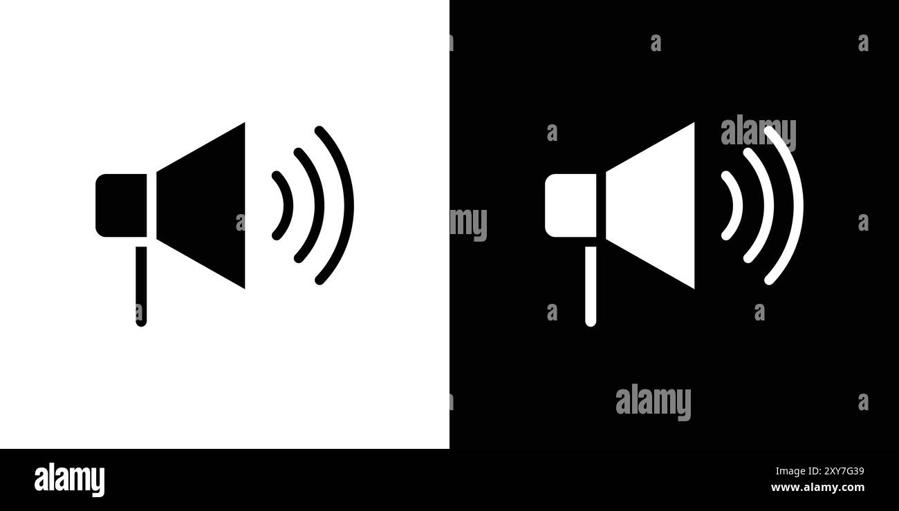 Lautsprechersymbol in Schwarzweiß. Einfacher flacher Vektor Stock Vektor