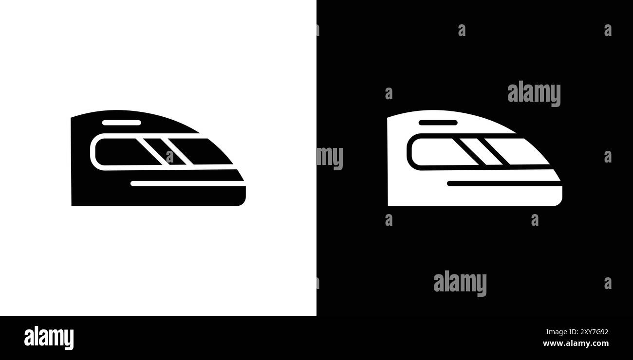 U-Bahn-Hochgeschwindigkeitszug-Symbol in Schwarz-weiß-Farbe. Einfacher flacher Vektor Stock Vektor