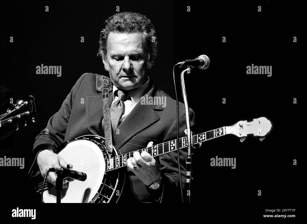 Bluegrass Banjo Meister Ralph Stanley, im Konzert, Rhode Island School of Design Auditorium, 18.03.83, Providence, Rhode Island, USA. Stockfoto