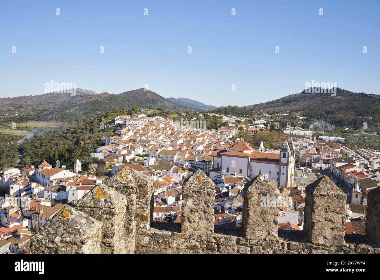 Schloss Castelo de Vide in Alentejo Blick auf die Stadt, Portugal, Europa Stockfoto