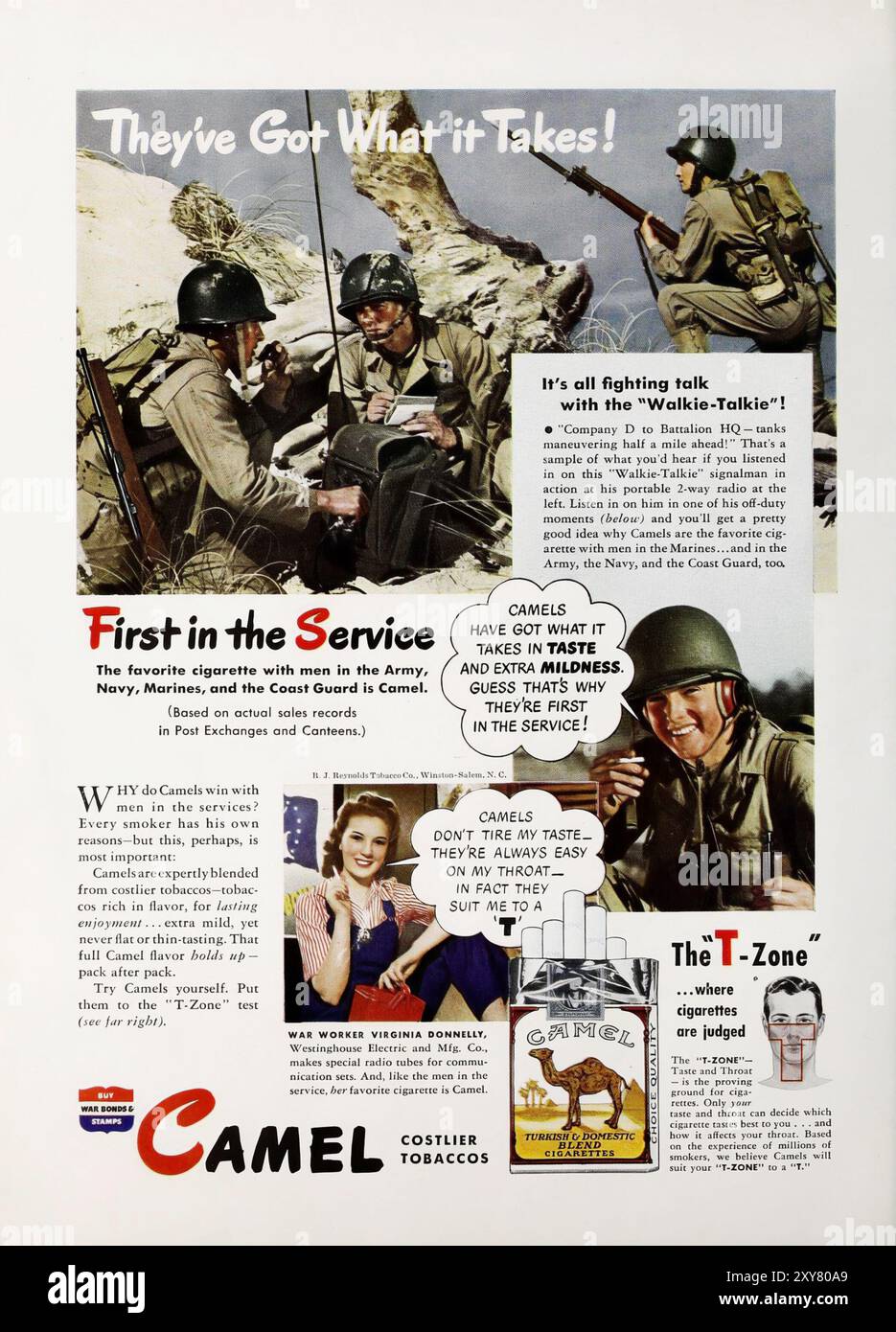 Sie haben das Zeug dazu! - Kamel-Zigarettenwerbung, 2. Weltkrieg, 1943. Stockfoto
