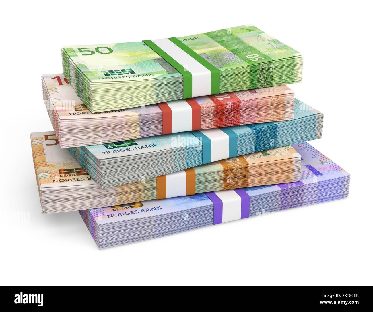 Stapel von norwegischen Kronen-Banknoten Stockfoto