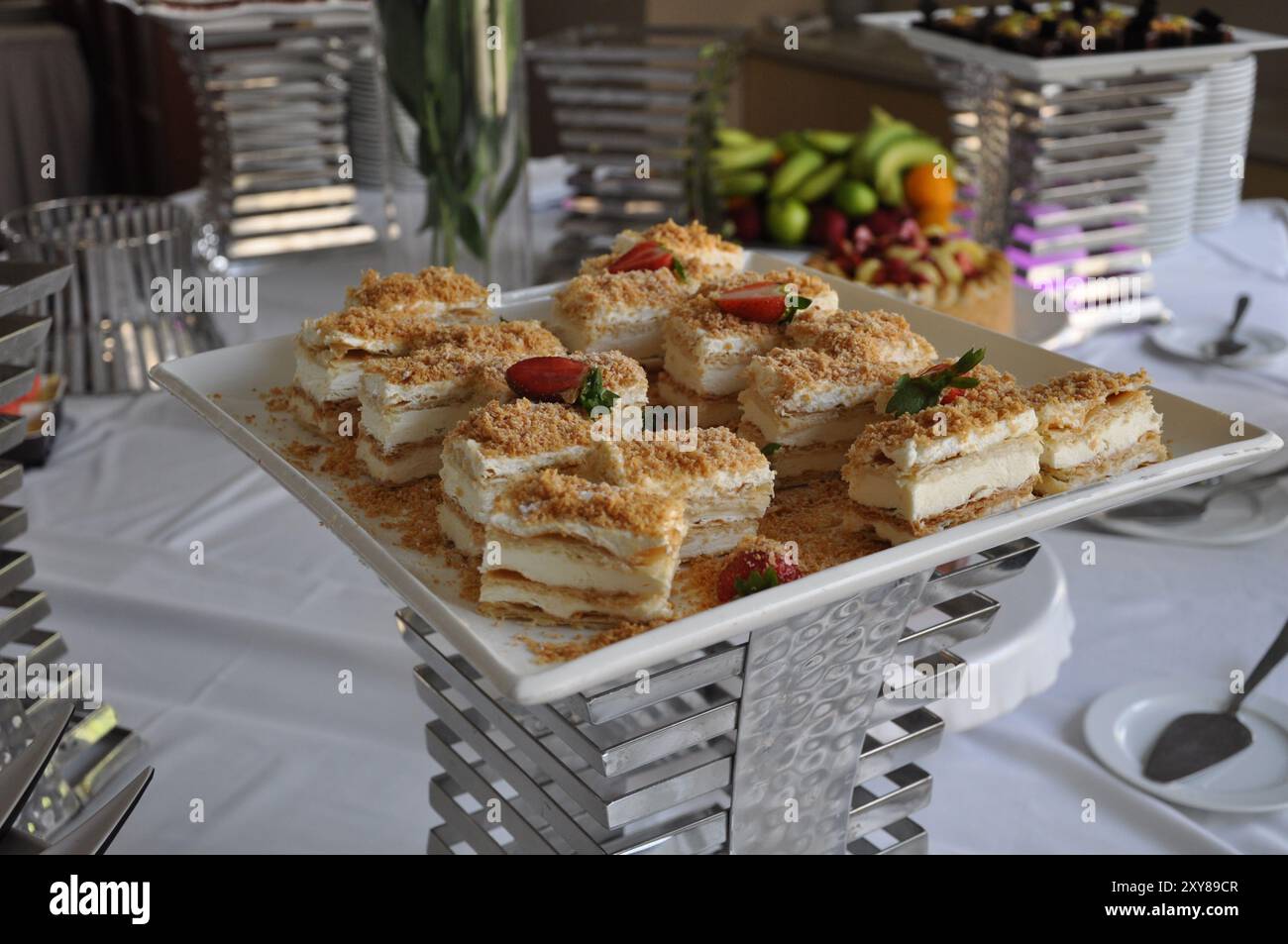 Die verschiedenen Arten von Süßigkeiten im Catering Stockfoto