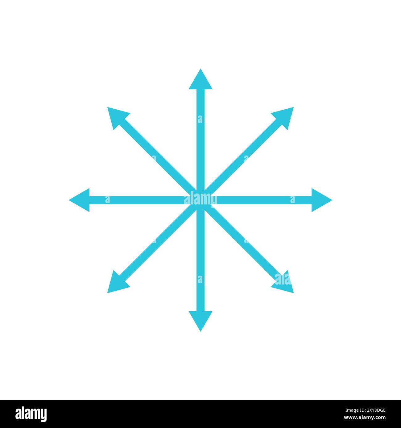 Symbol alle Richtungen. Isoliert auf weißem Hintergrund. Aus blauer Symbolgruppe. Stock Vektor