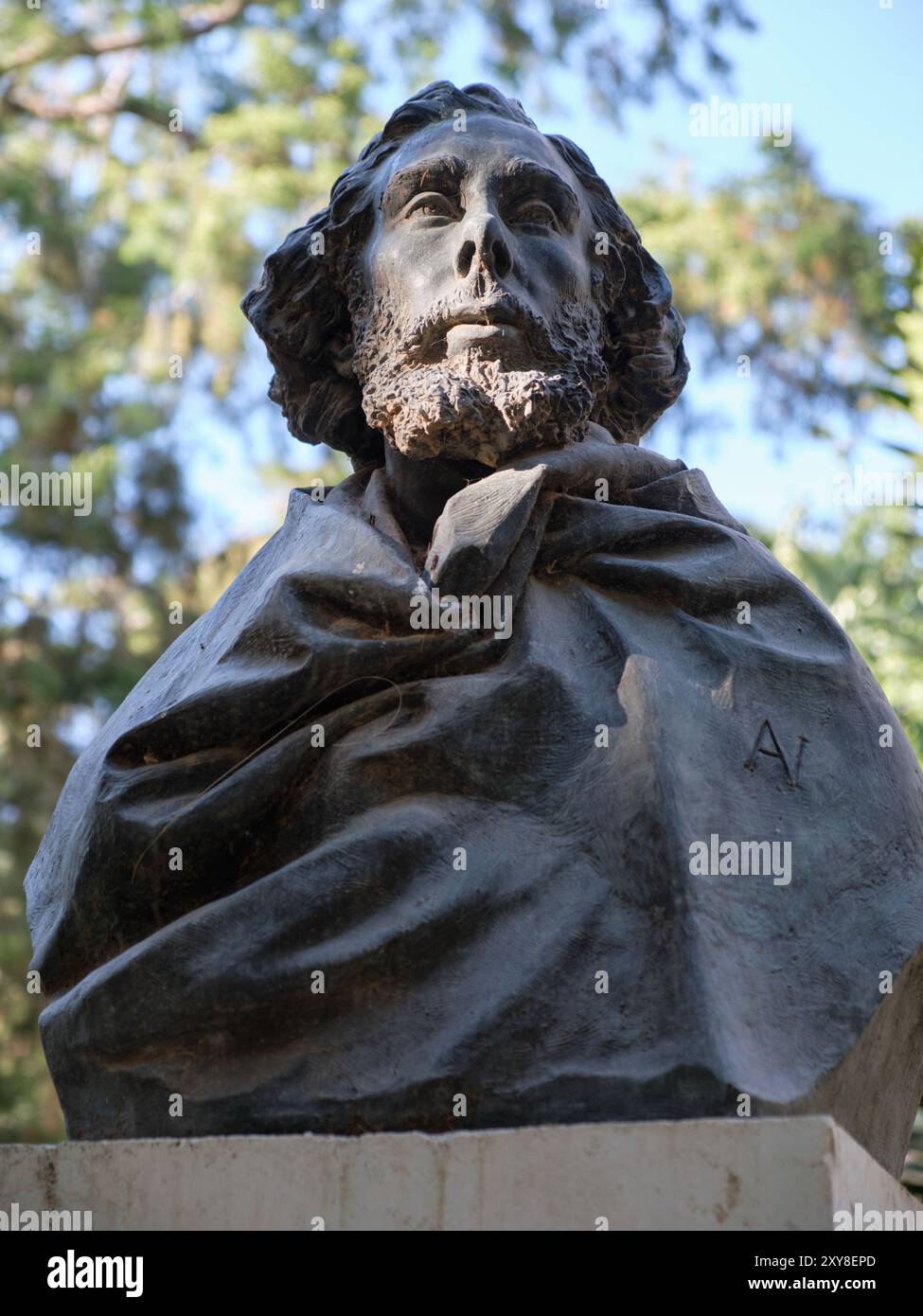 Büste von Ferrandiz in El Parque de Málaga, Südspanien. Stockfoto