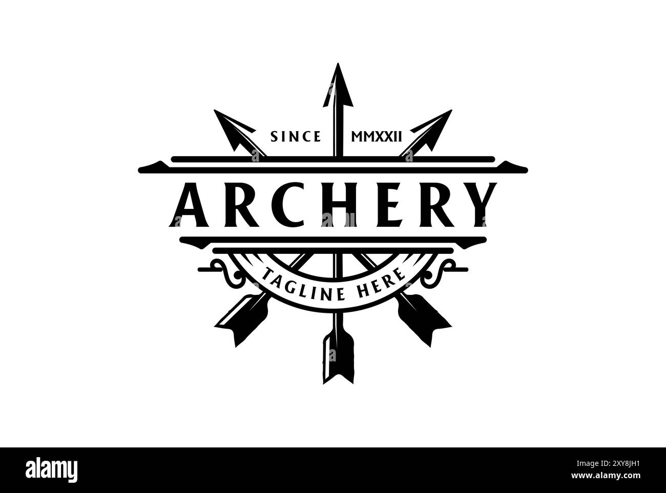 Vintage Pfeil Pfeil Pfeil Abzeichen Emblem für Archer Bogenschießen Sport Logo Design Vektor Stock Vektor