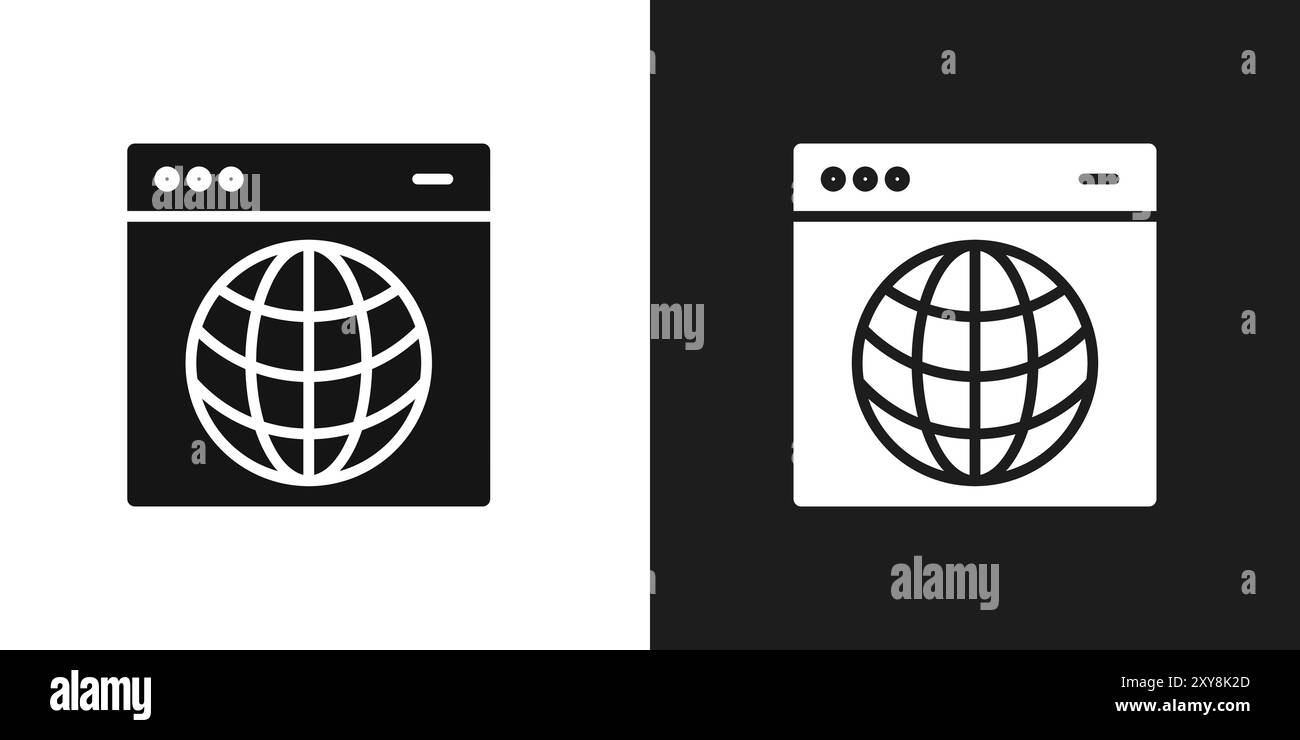 Browsersymbol Logo-Vektorkontur in Schwarz-weiß Stock Vektor