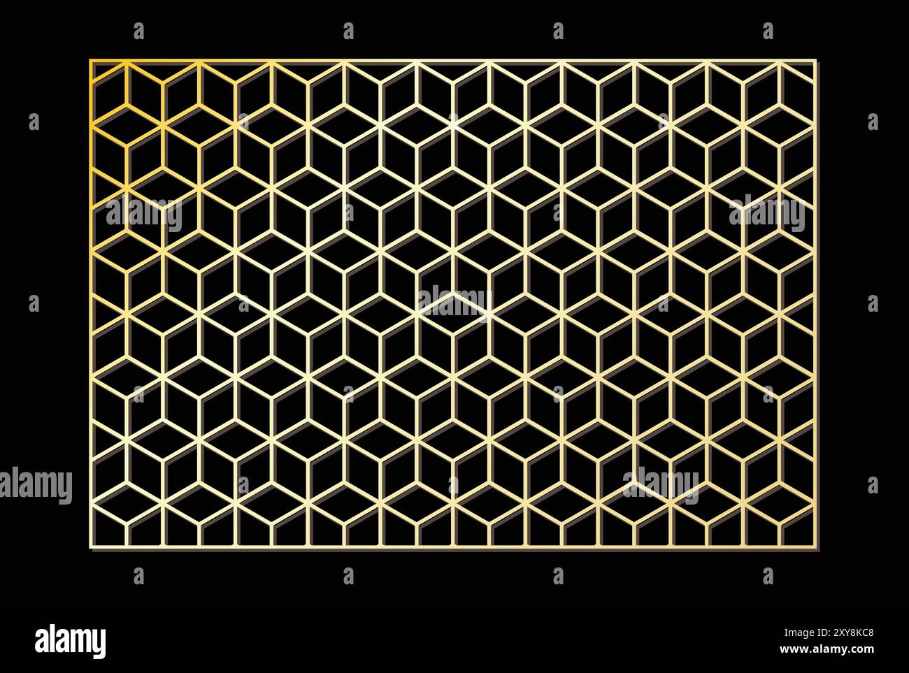 Golden Sacred Diamond Geometry Grid Graphic Deco Hexagon Linienmuster Vektor Stock Vektor