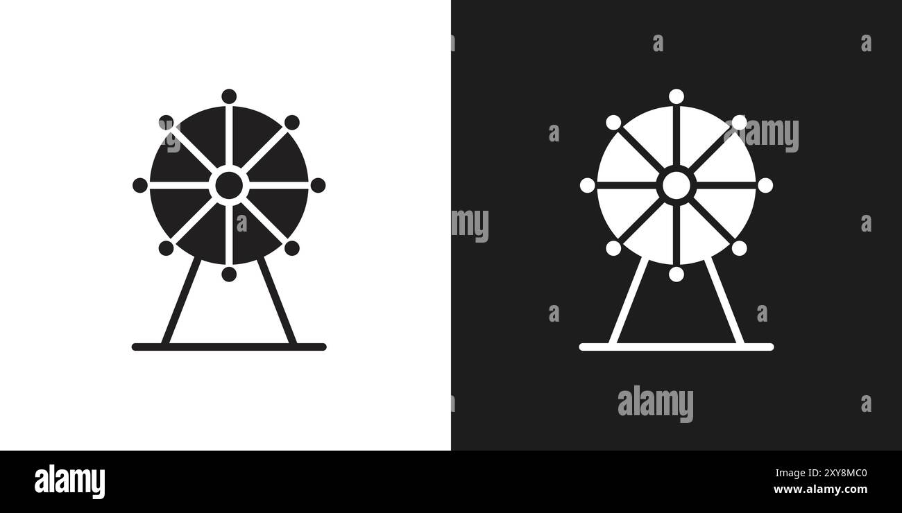 Riesenrad-Symbol Logo-Zeichen Vektor-Umriss in schwarz-weiß Farbe Stock Vektor