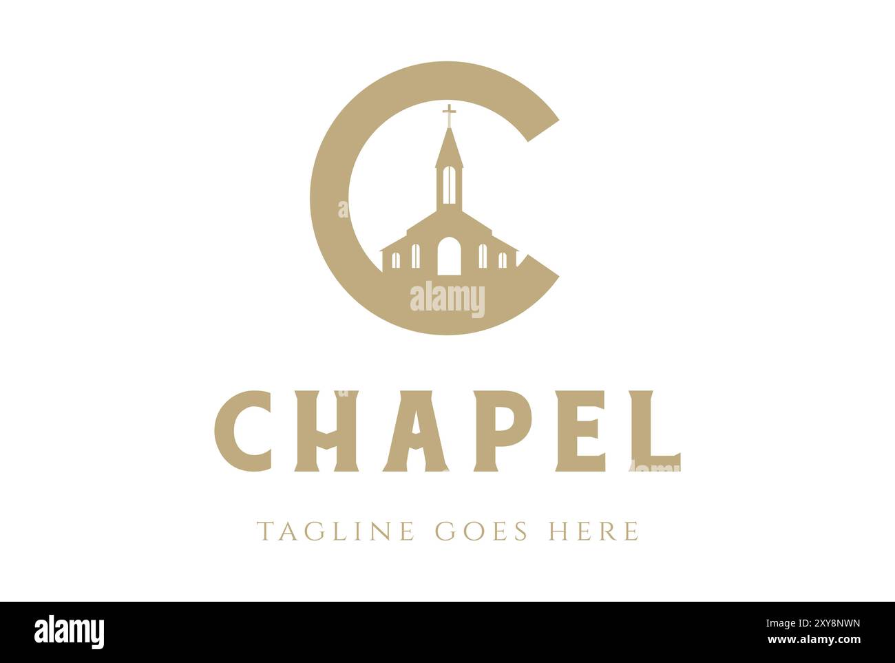 Einfacher minimalistischer Anfangsbuchstabe C für Logodesign der christlichen Kirche Stock Vektor