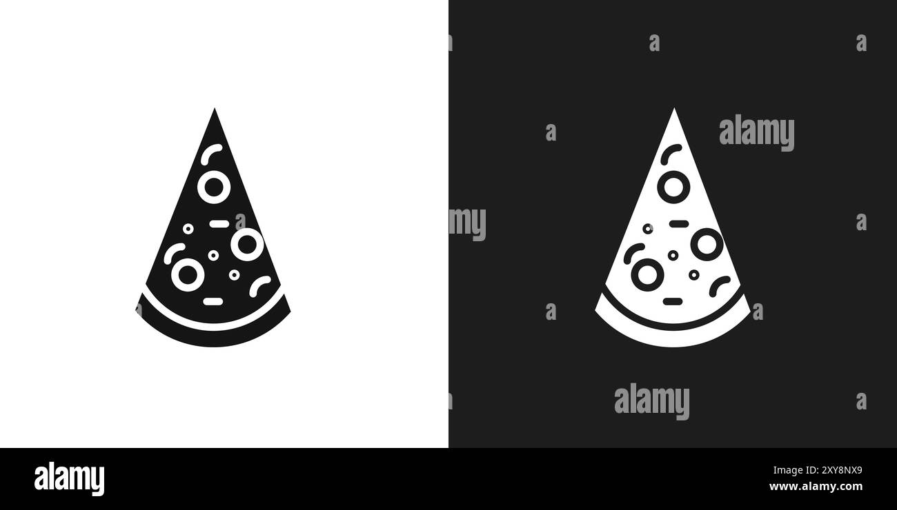 Pizza Slice Symbol Logo Vektor Umriss in schwarz-weiß Farbe Stock Vektor