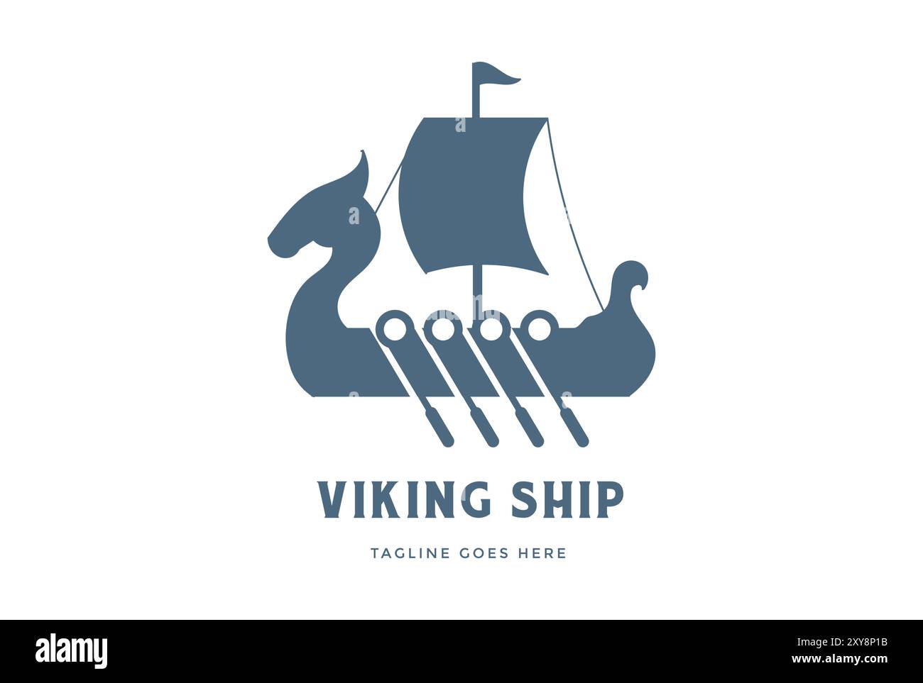 Einfacher Minimalistischer Drachenpirate Wikingerschiff Silhouette Logo Design Vektor Stock Vektor