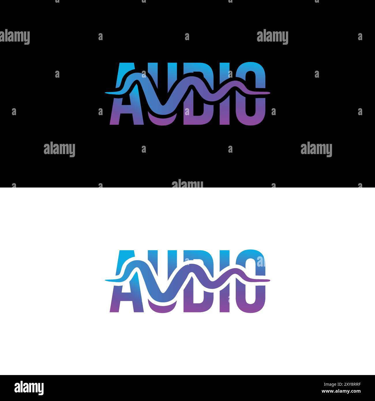 Logo mit Audio-Wortmarke Stock Vektor