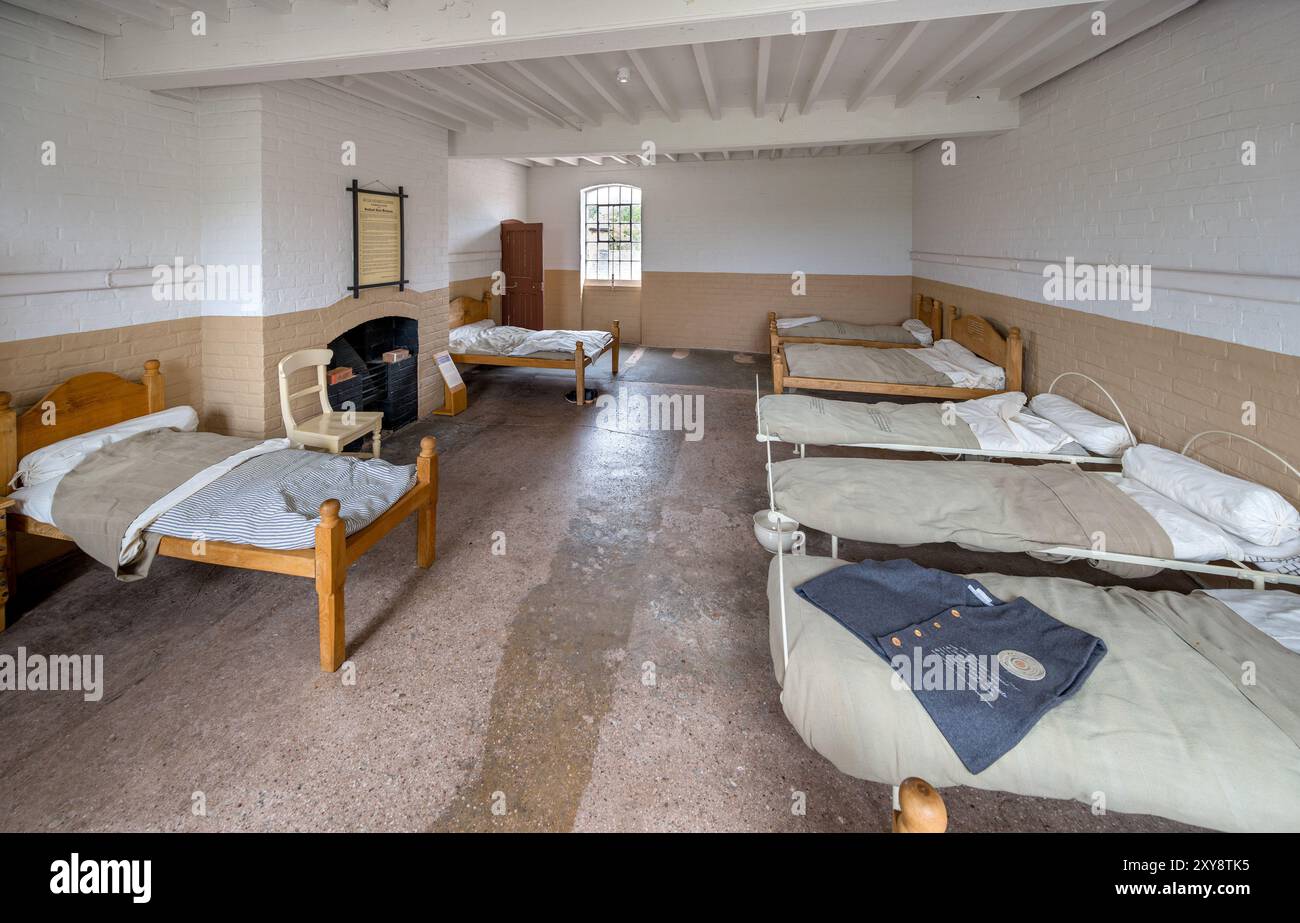 Der männliche Schlafplatz in The Workhouse, Southwell, Nottinghamshire, East Midlands, Großbritannien Stockfoto