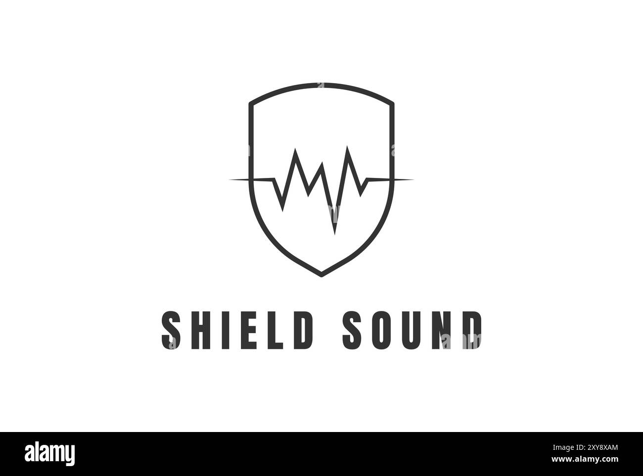 Shield Protection mit Sound Audio Waveform for Recording Logo Stock Vektor