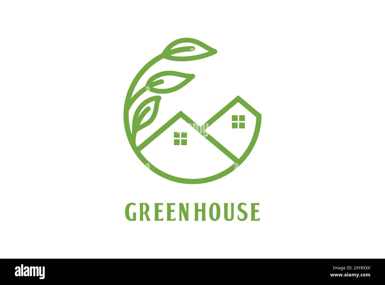Einfaches Grow Leaf Plant Tree Forest House Hütte Chalet Inn oder Real Estate Logo Design Stock Vektor