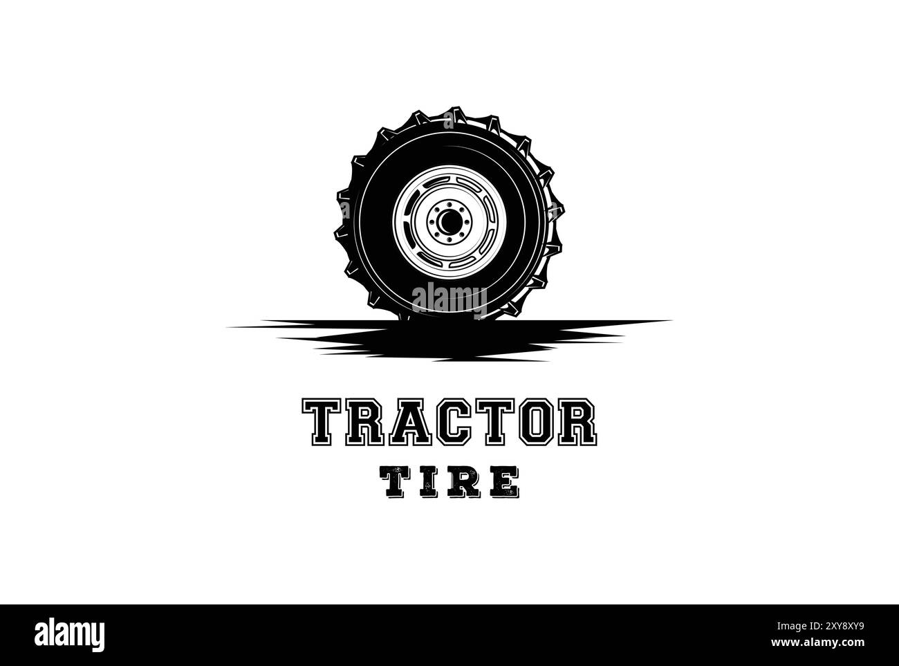 Vintage Heavy Tractor oder Bergbaufahrzeug Reifen Logo Design Stock Vektor