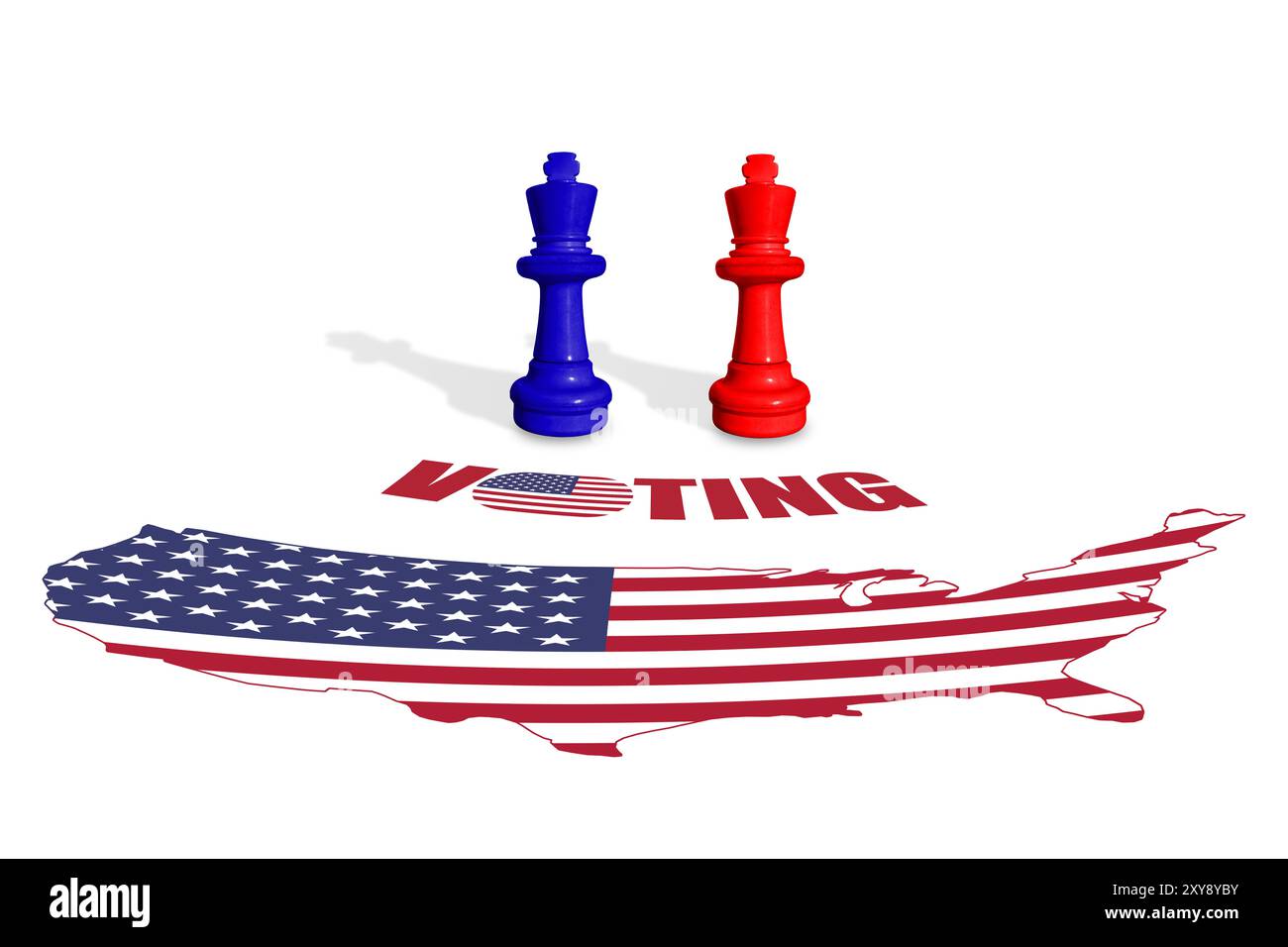 Schach aus Demokraten und Republikanern Farben mit WORTWAHL Stockfoto