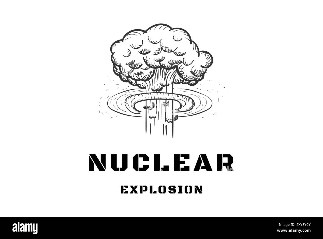 Vintage Retro Nuclear oder Atombombe Explosion Logo Design Vektor Stock Vektor