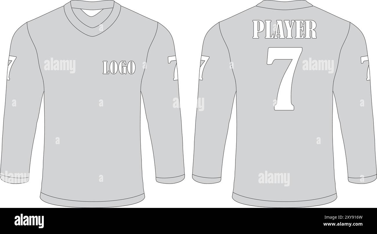 Vorder- und Rückansicht der Vorlage für Eishockey-Trikot für Eishockey-Trikot. Vektorabbildung Stock Vektor