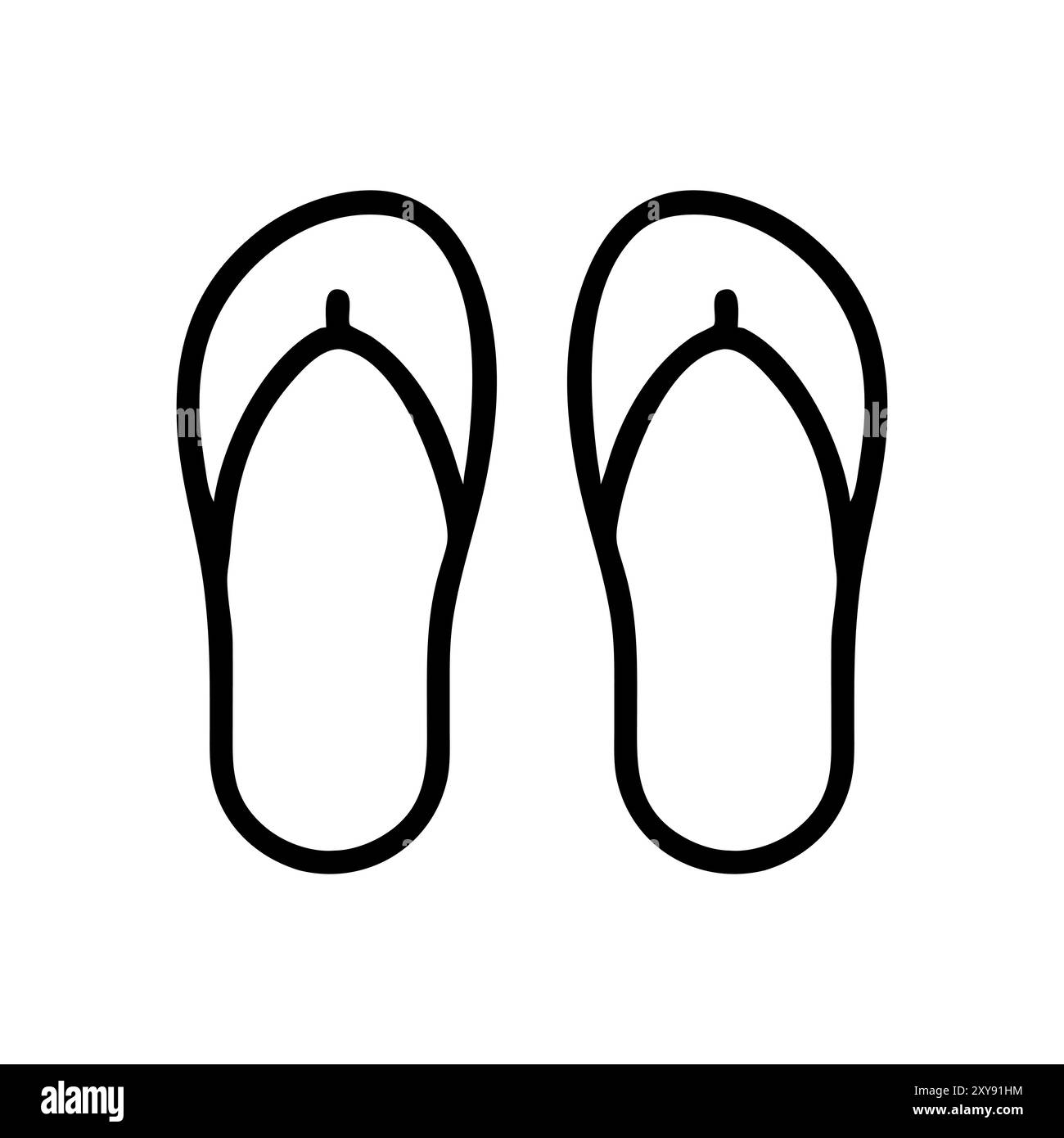 Flipflop-Symbol. Schwarzes lineares Flipflop-Symbol auf weißem Hintergrund. Vektorabbildung Stock Vektor