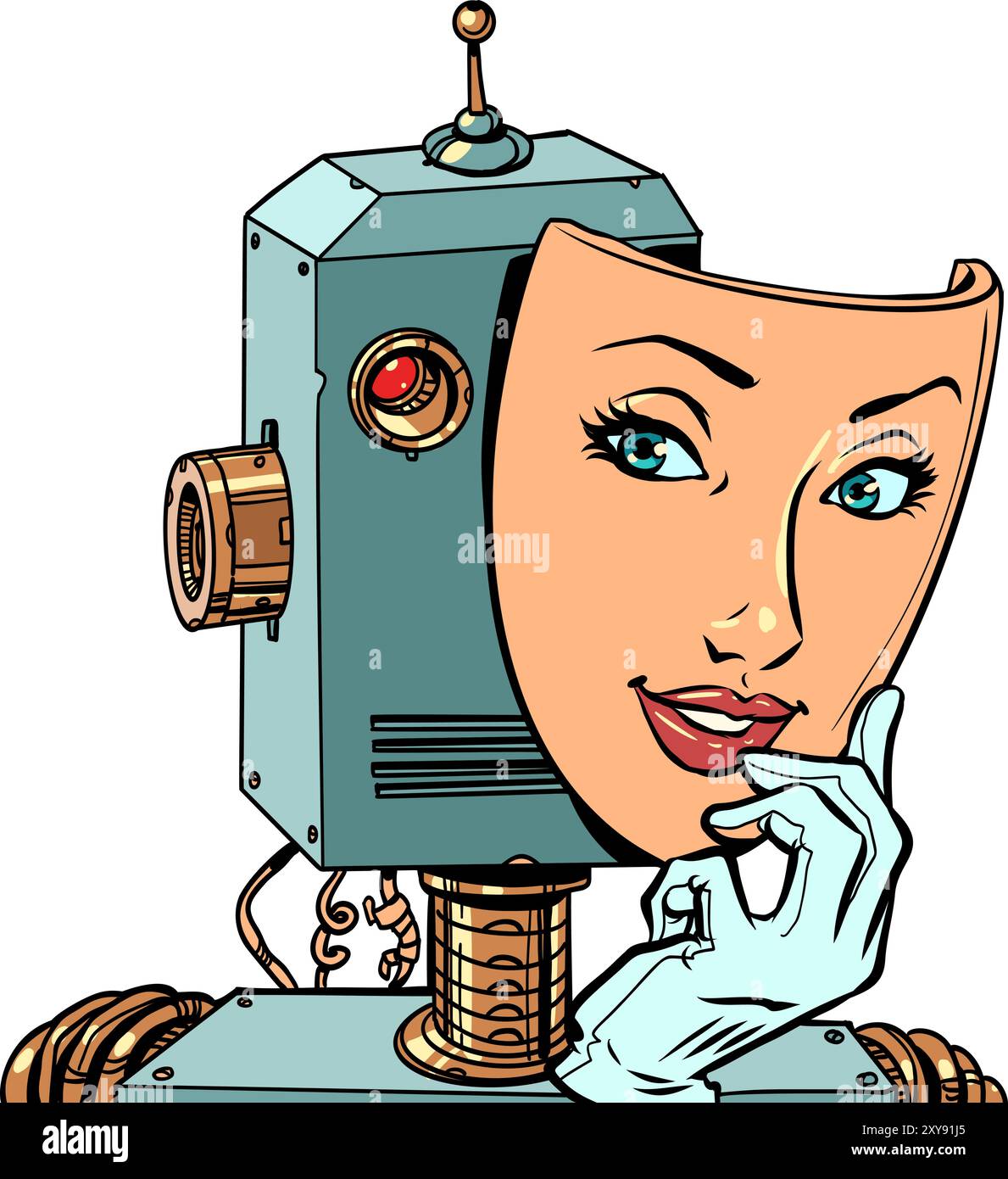 Girl looking at robot Stock Vektorgrafiken kaufen   Alamy