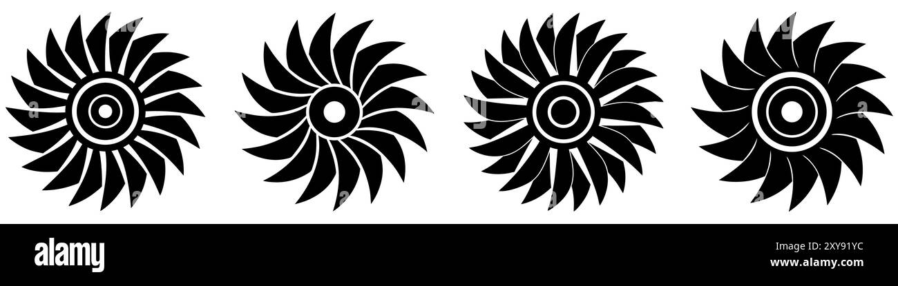 Rotorsymbole eingestellt. Schwarzes Propellersymbol auf weißem Hintergrund. Vektorabbildung Stock Vektor