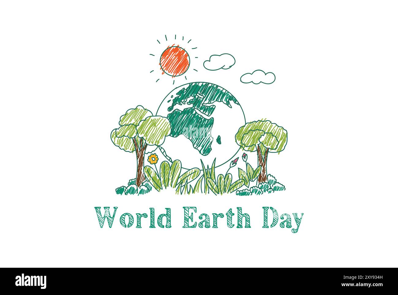 „Happy Earth Day“ oder „Rettung unseres Planeten“-Illustration für Social-Media-Poster Stock Vektor