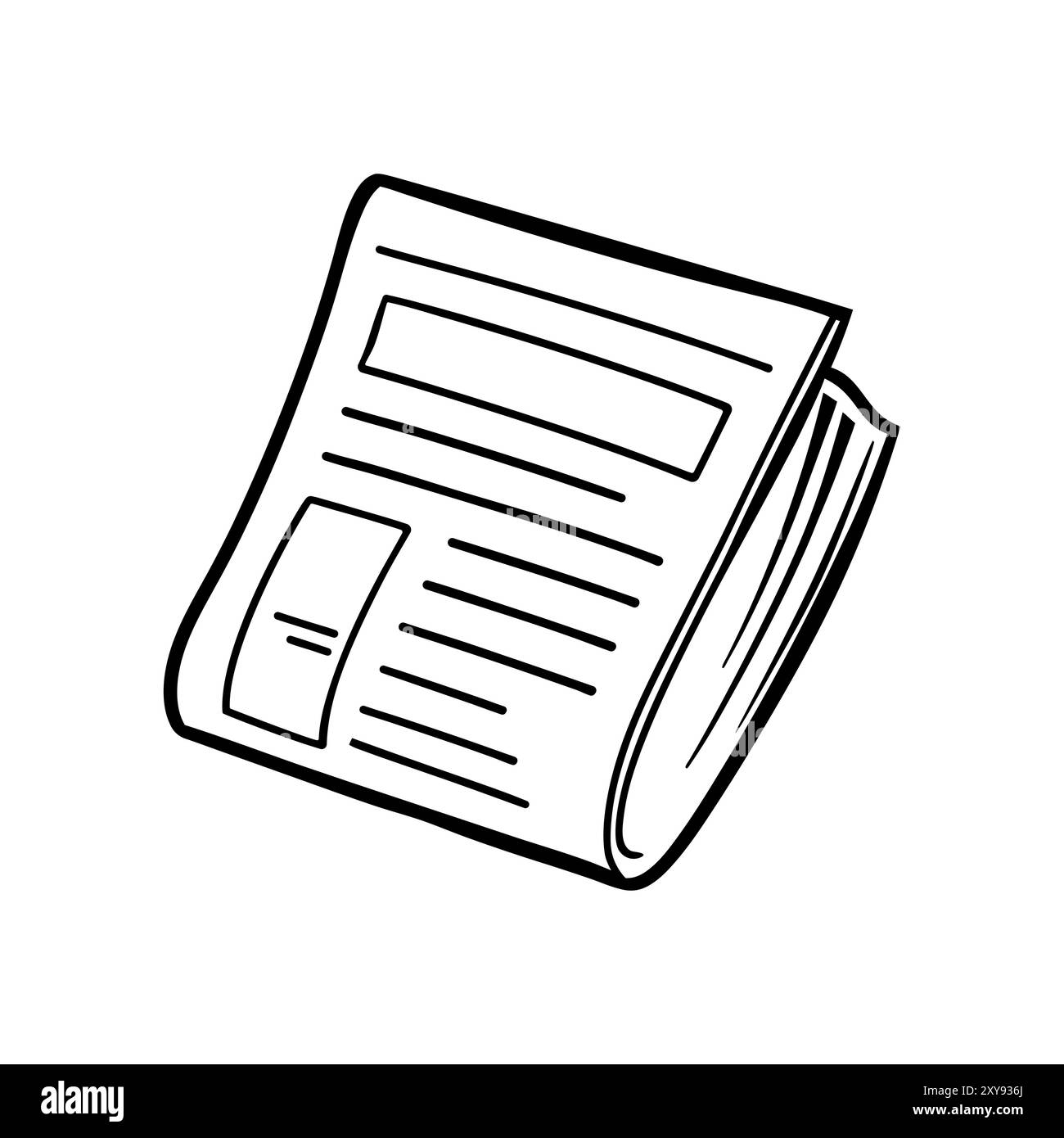 Zeitungssymbole. Schwarzes Nachrichtenblatt isoliert auf weißem Hintergrund. Konzept von Nachrichten, Medien und Journalismus sowie persönliche Nachrichten. Vektorillustrat Stock Vektor