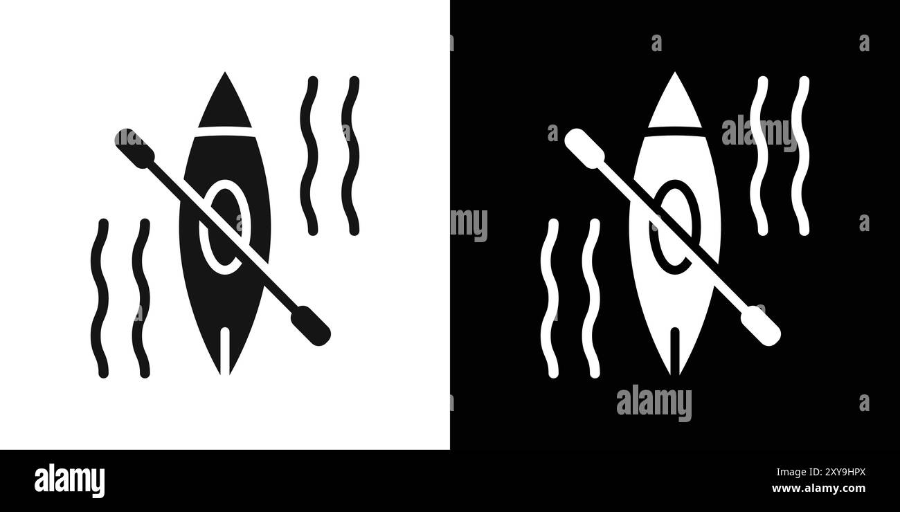 Kajak Symbol Logo Vektor Umriss in schwarz-weiß Farbe Stock Vektor