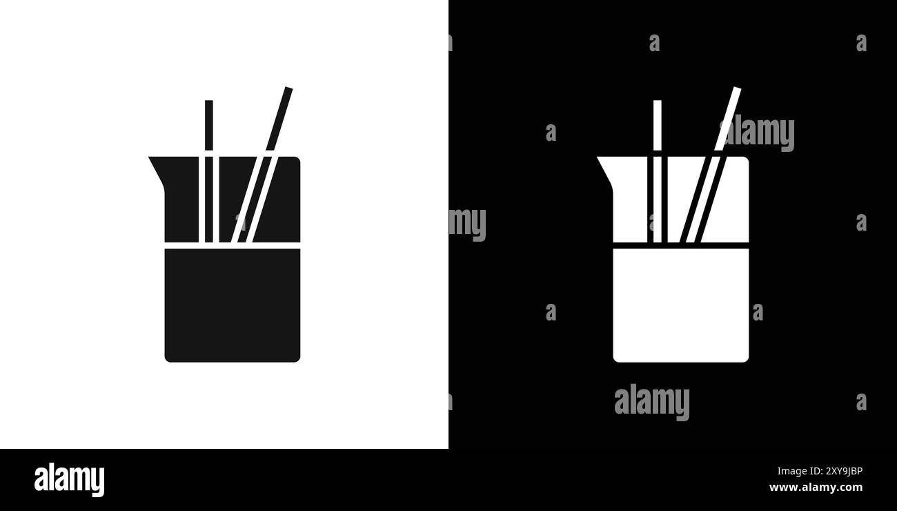 Laborbecher Icon Logo Zeichen Vektor Umriss in schwarz-weiß Farbe Stock Vektor