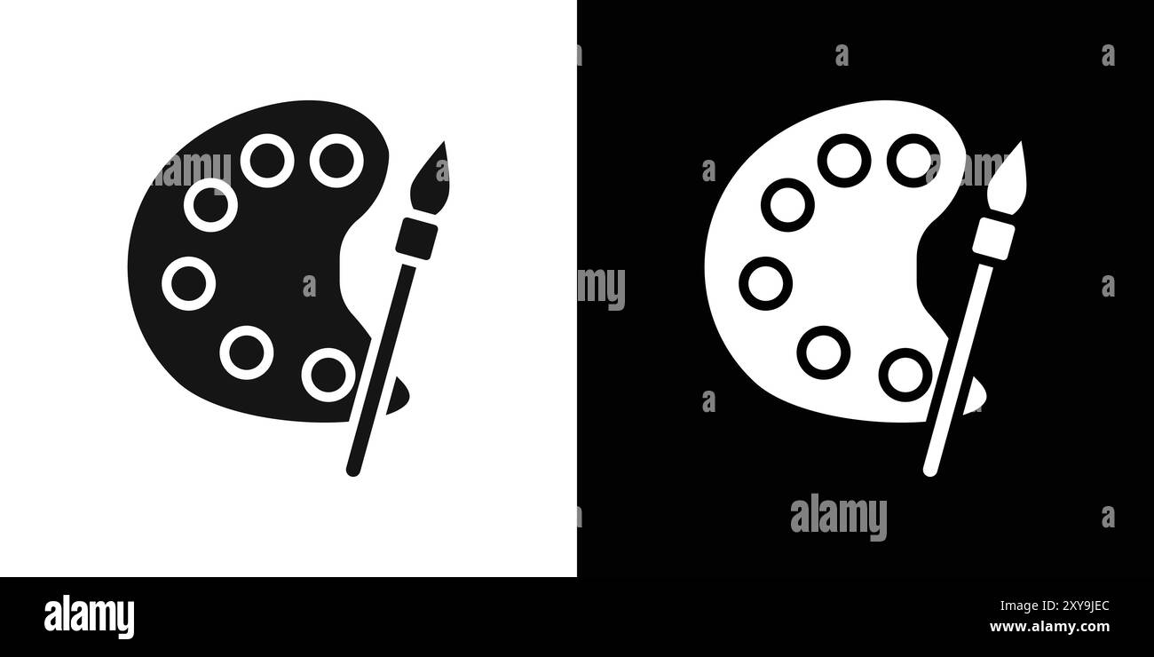 Farbpalette Symbol Logozeichen Vektorumrandung in Schwarz-weiß Stock Vektor