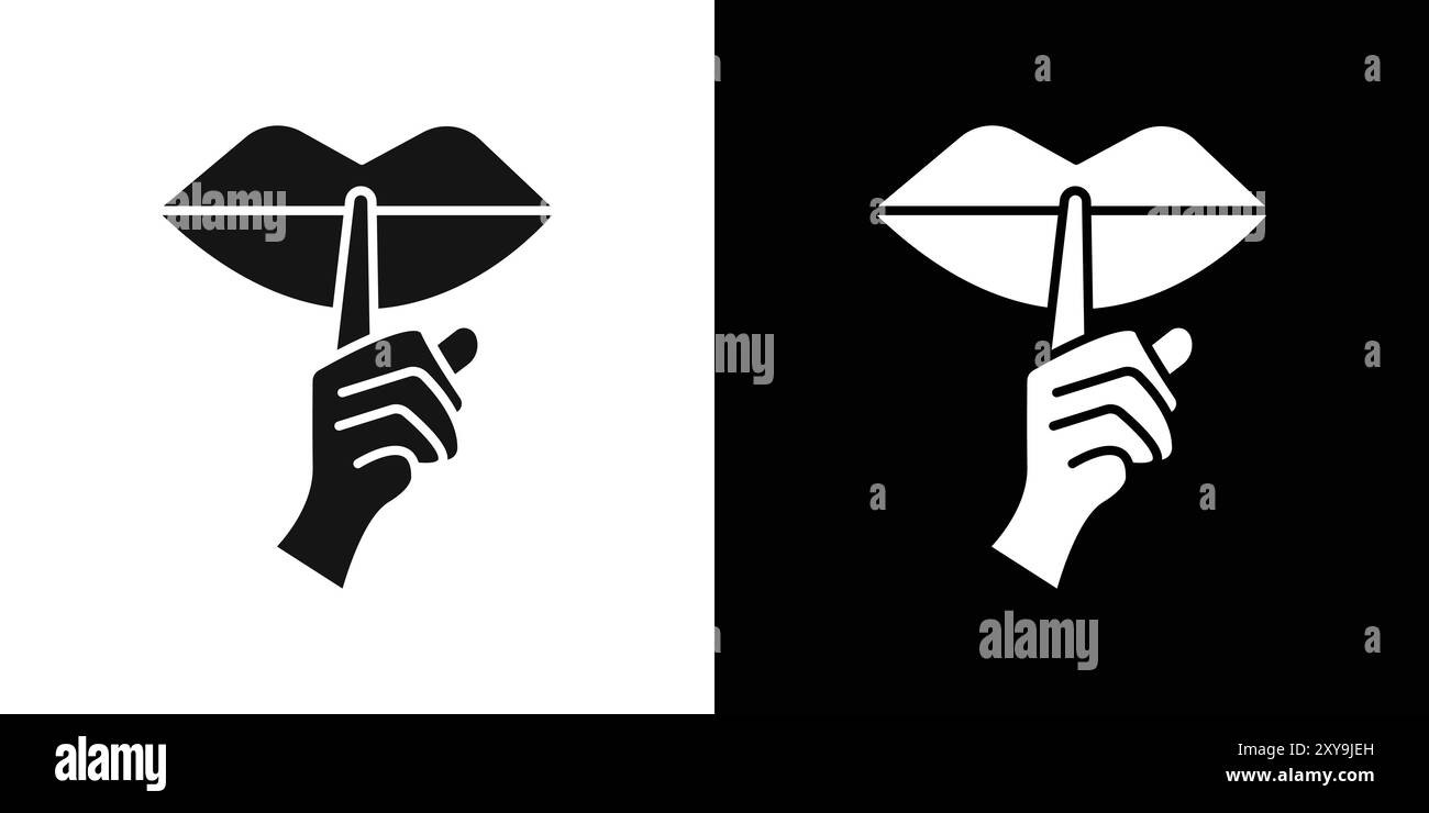 Bitte machen Sie ziemlich pssst Symbol Logo Vektor Kontur in schwarz-weiß Farbe Stock Vektor