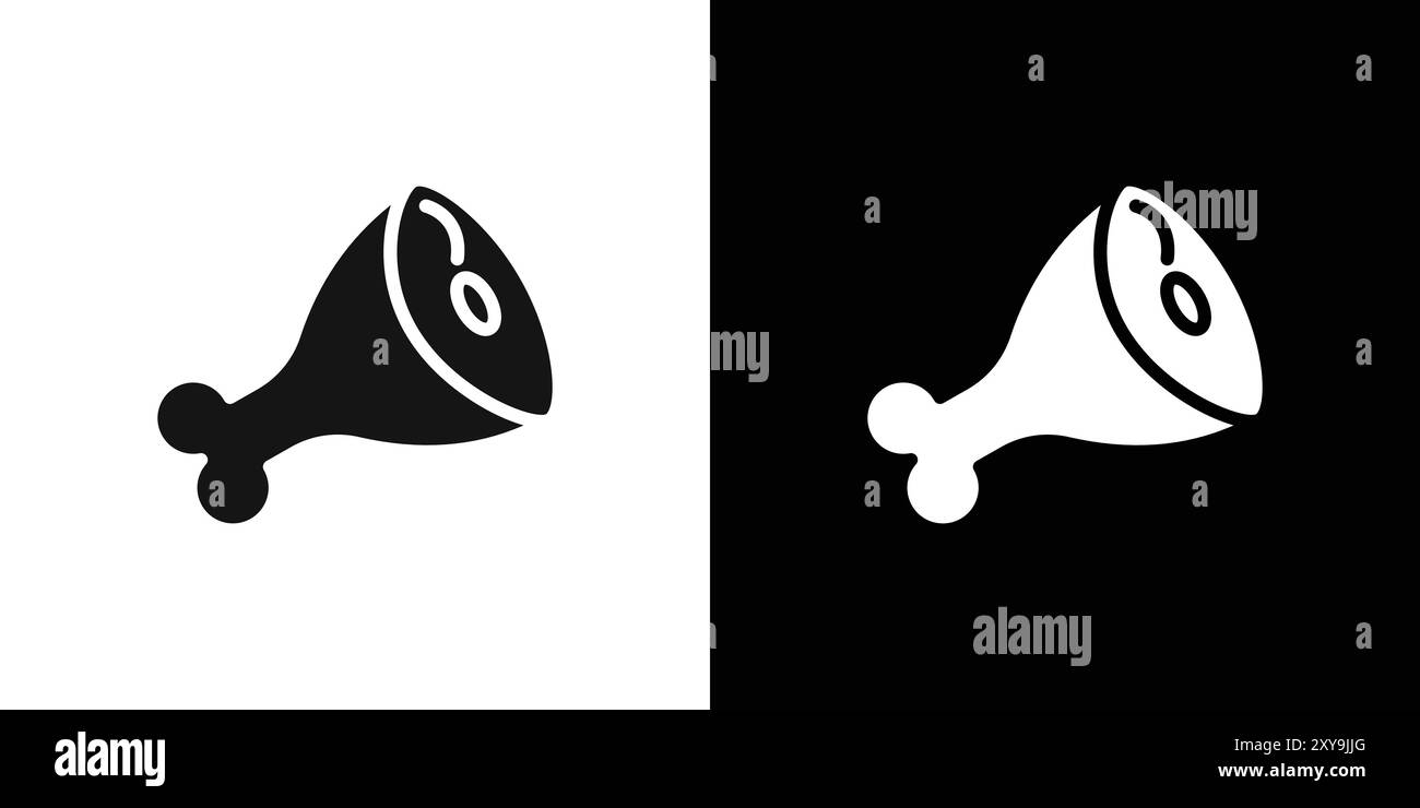 Fleisch-Symbol-Logo-Vektor-Umriss in schwarz-weiß Stock Vektor