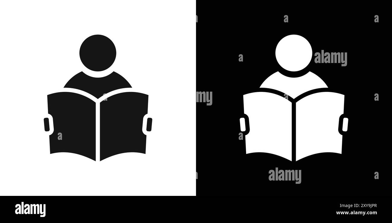 Lesen des Symbols Logozeichen Vektorkontur in Schwarz-weiß Stock Vektor
