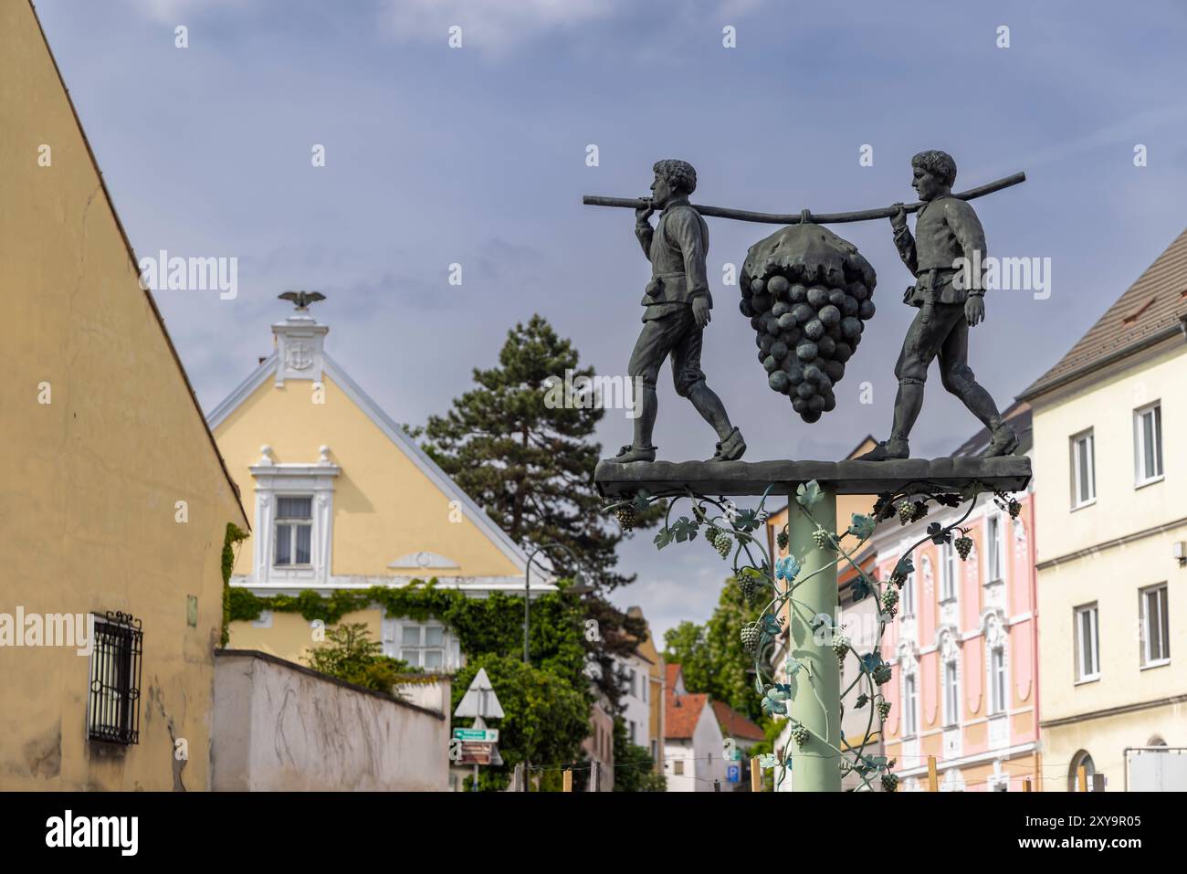 Typische Kleinstadt Poysdorf - Weinzentrum Niederösterreich, Österreich Stockfoto