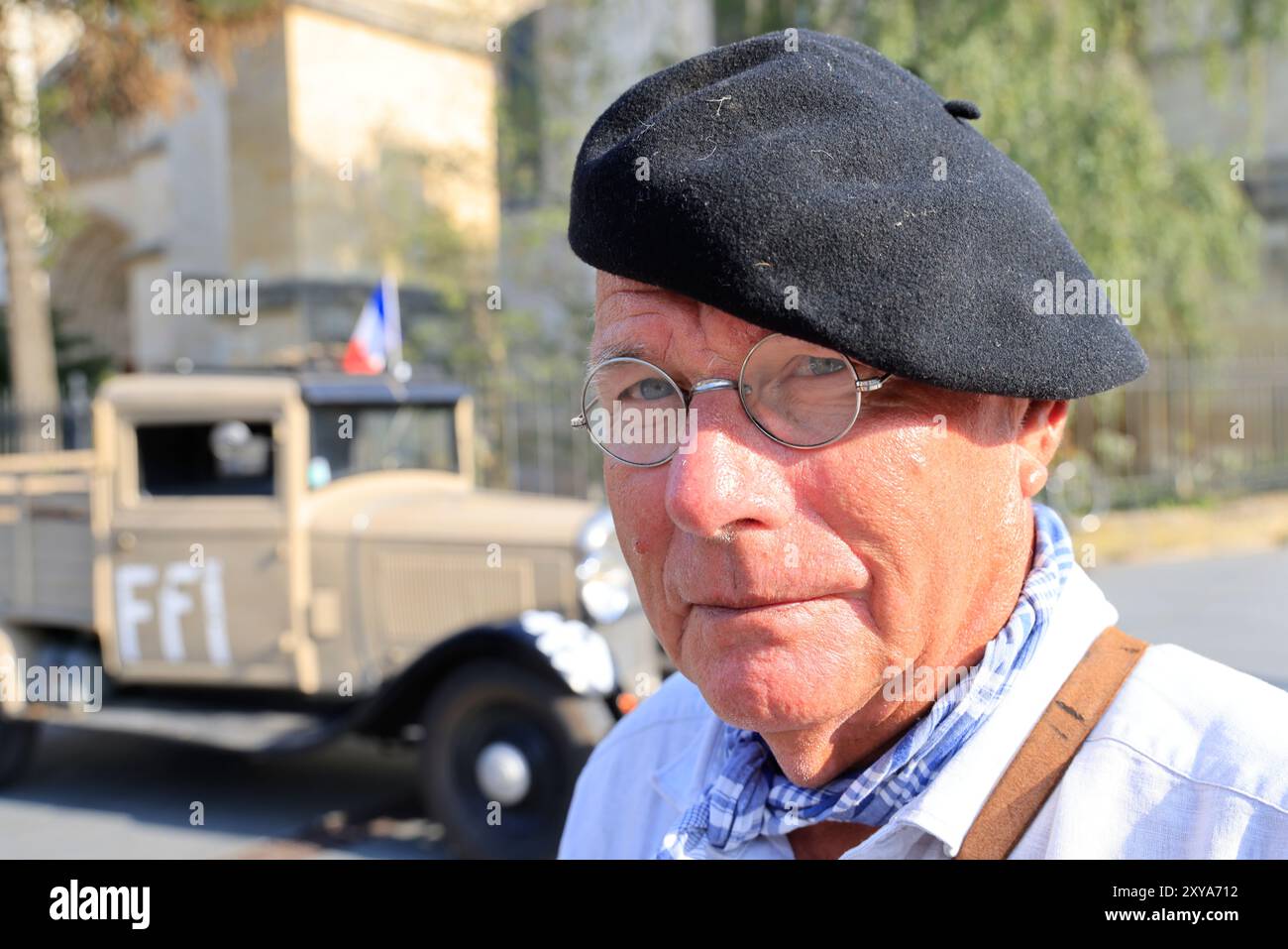 Bordeaux, Frankreich. August 2024. 2. Weltkrieg und NS-Besetzung: Gedenktag zum 80. Jahrestag der Befreiung Bordeaus durch den Widerstand Stockfoto