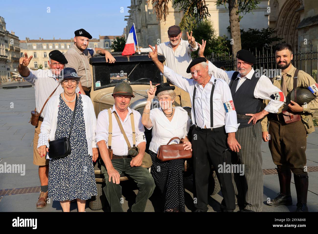 Bordeaux, Frankreich. August 2024. 2. Weltkrieg und NS-Besetzung: Gedenktag zum 80. Jahrestag der Befreiung Bordeaus durch den Widerstand Stockfoto