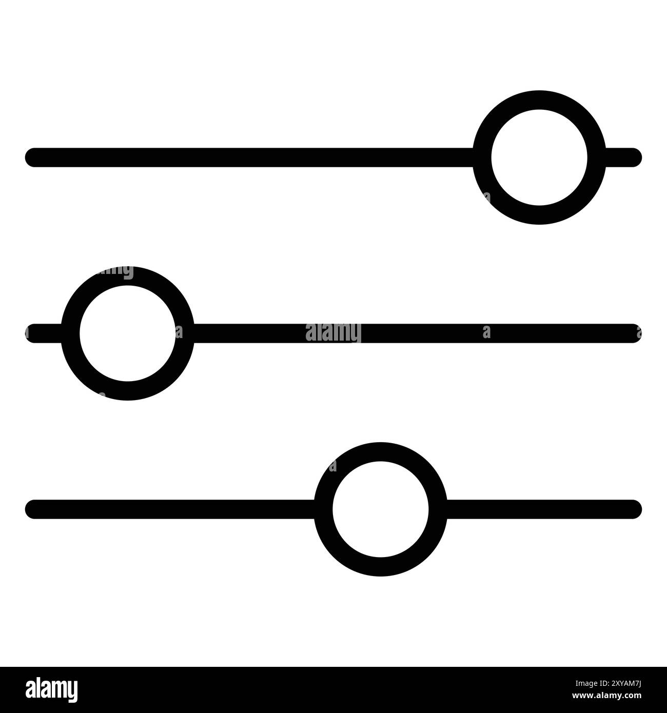 Symbol für Filtervektor. Schwarzes Schild. Website-Schieberegler isoliertes Symbol, Online-Shop-Optionen und lineares Piktogramm für Parameter. Stock Vektor