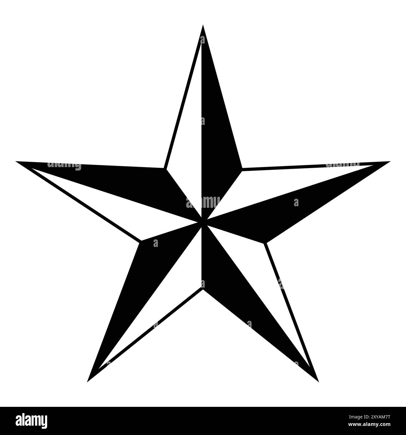 Vektorsymbol eines einsamen Sterns. Scharfe Kanten und auffällige Umrisse in minimalistischem Design. Für Grafikdesign-Projekte, digitale Illustration. Stock Vektor