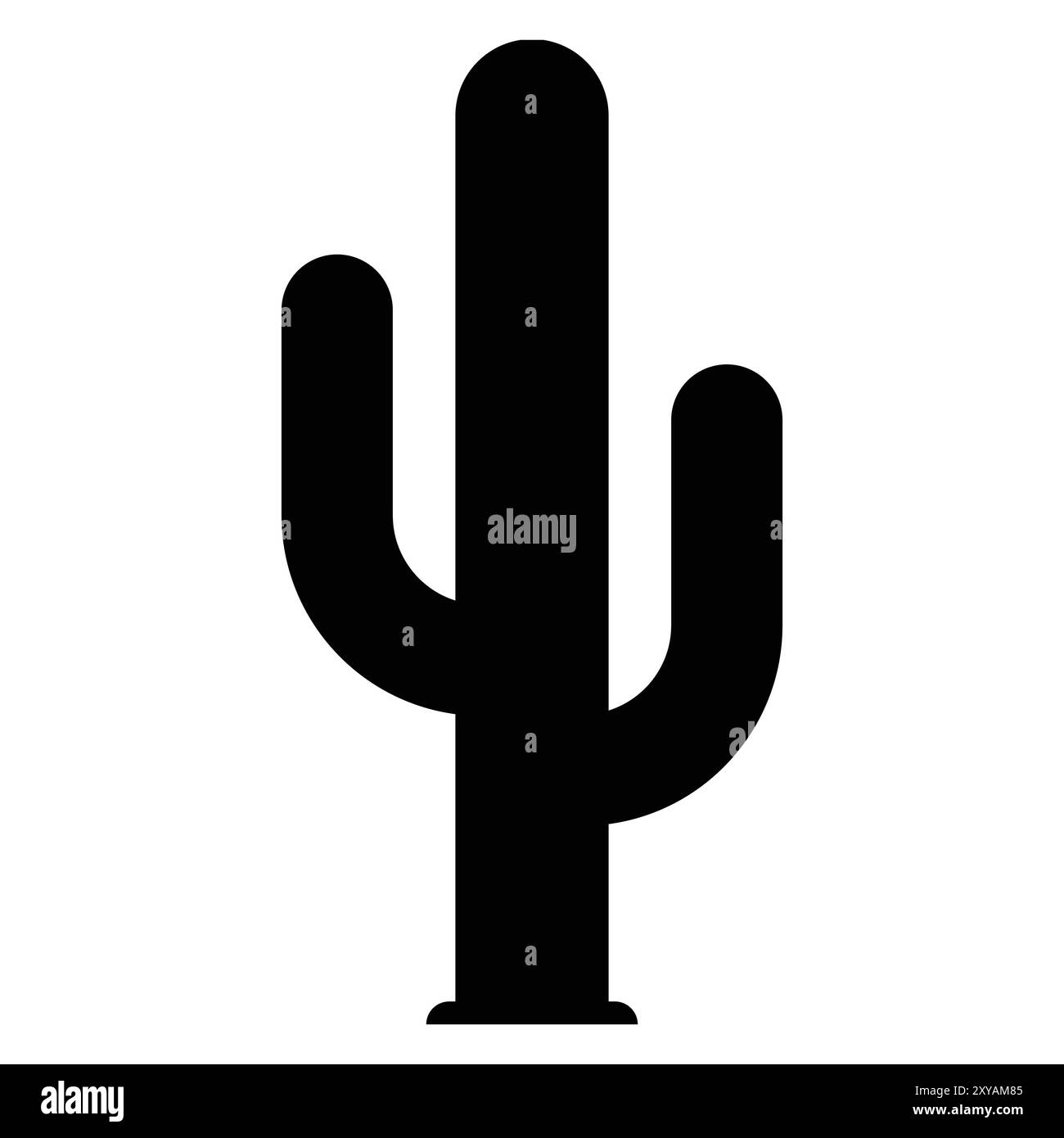 Symbol für den Kaktusvektor. Schwarze Silhouette. Logo Symbol Wüstenblume botanica Pflanze Garten Sommer tropische Illustration Kritzelei. Stock Vektor