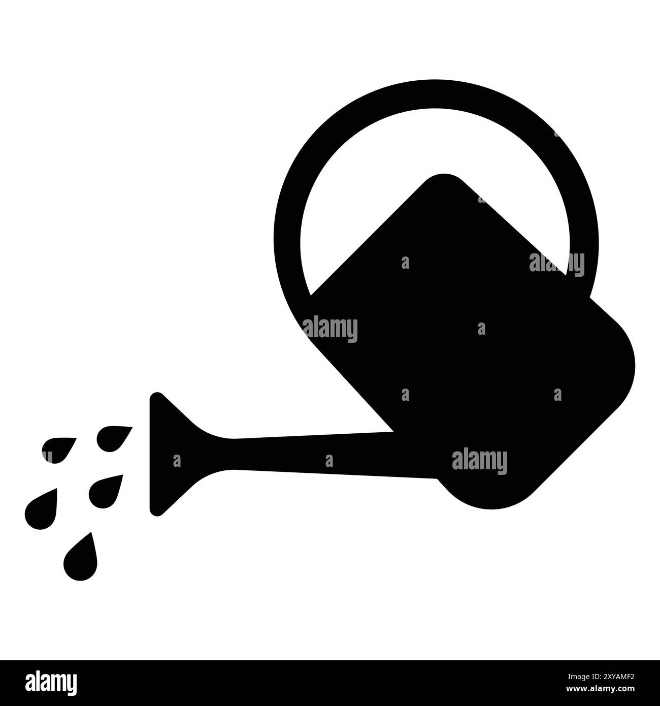 Symbol für den Vektor der Gießkanne. Gartenwerkzeug, schwarze Silhouette. Ausrüstung für die Pflanzenpflege. Symbolisiert den Garten und die Blumen. Stock Vektor