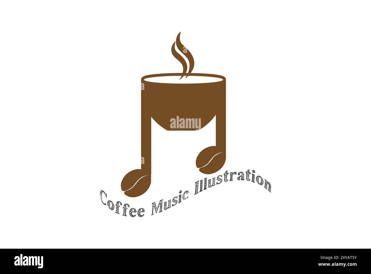 Vintage Coffee Cup Becher mit Musik Note und Kaffeebohne für Café Bar Icon Illustration Vektor Stock Vektor