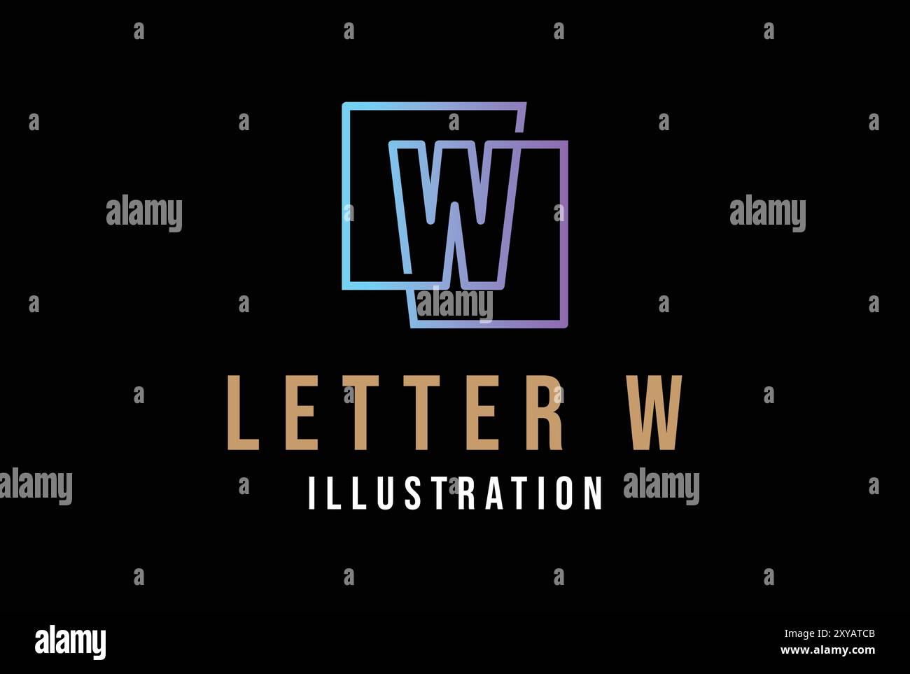 Einfacher geometrischer quadratischer Anfangsbuchstabe W Symbol Illustration Vektor Stock Vektor