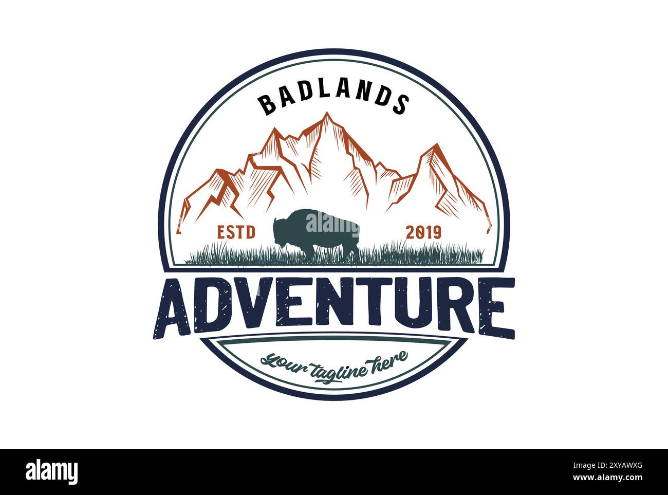 Vintage Retro American Badlands National Park für Outdoor Adventure T Shirt Logo Illustration Stock Vektor