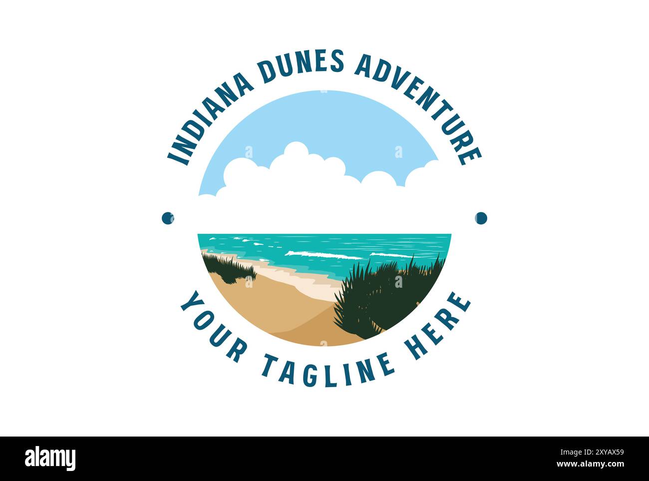 Vintage Retro American Ocean Sea Indiana Dunes Beach Coast Shore National Park für Outdoor Adventure T Shirt Logo Illustration Stock Vektor