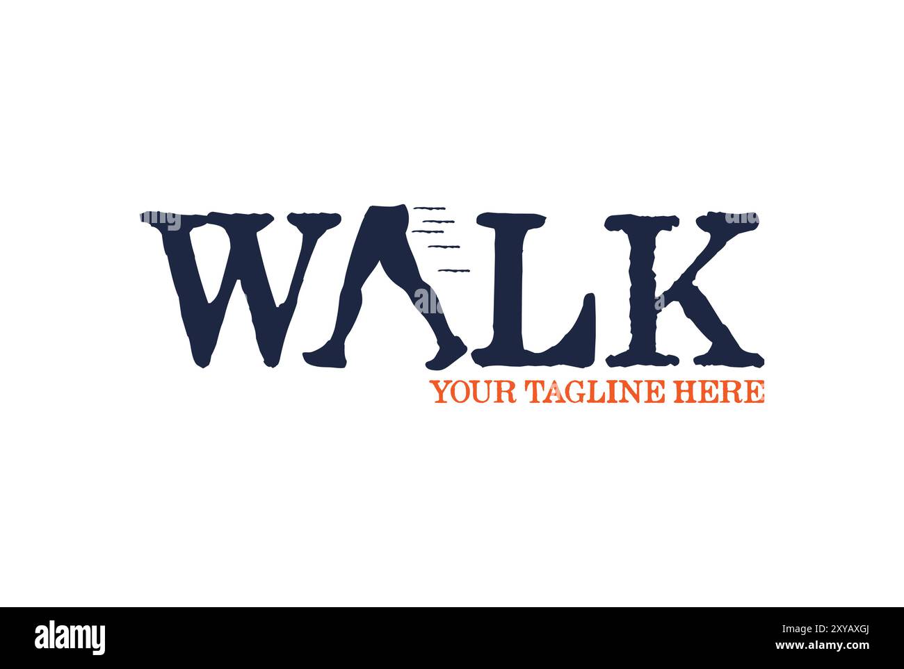 Letter Walk Type Schriftart Textwort für Gym Fit Sport oder Gesundheit Lifestyle Logo Symbol Illustration Stock Vektor