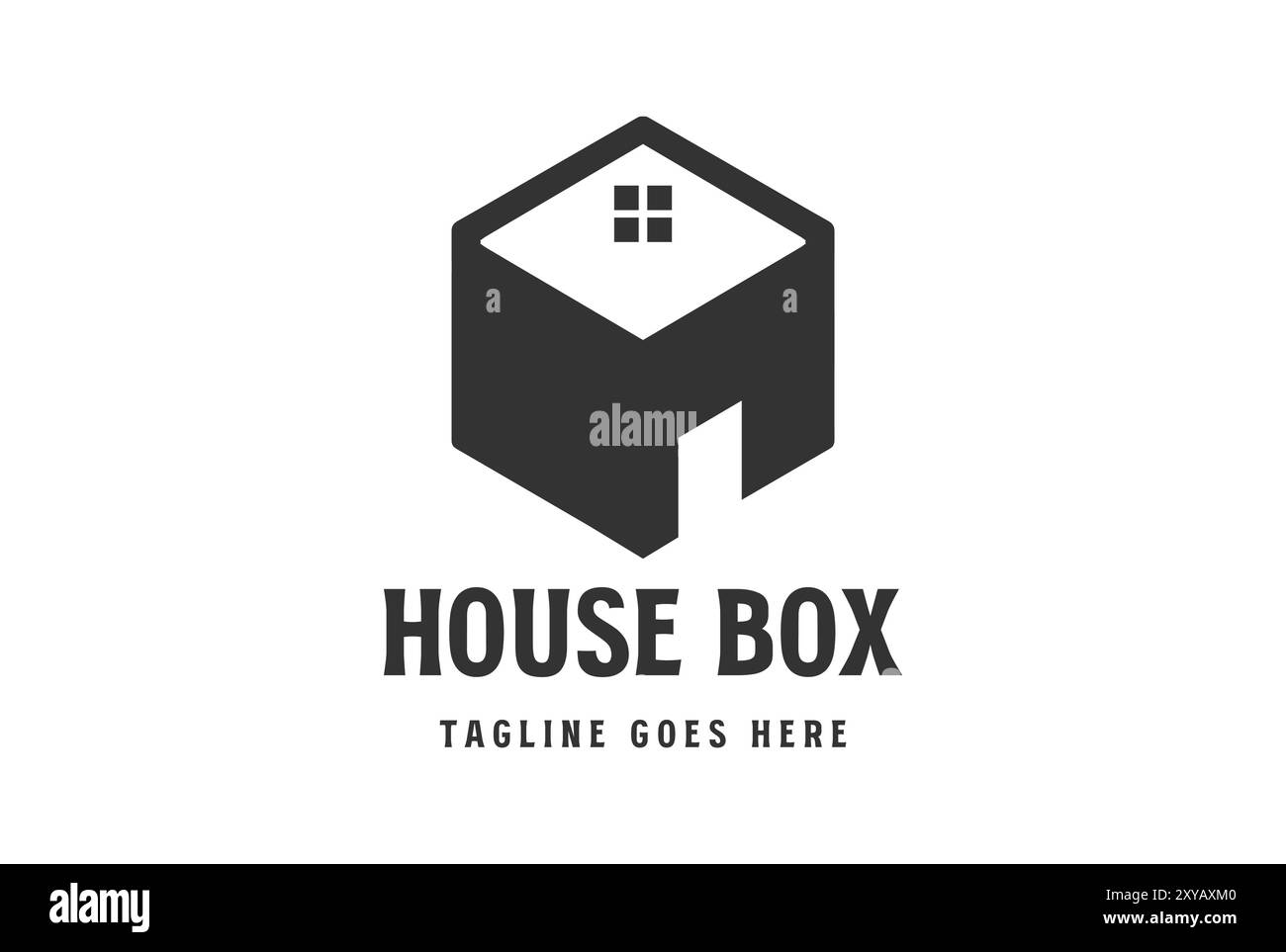 Einfaches minimalistisches geometrisches Box Cube House for Real Estate Logo Stock Vektor