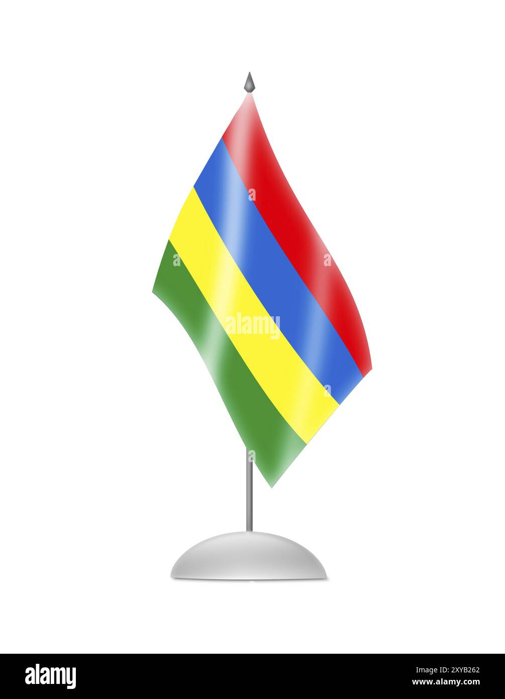 Die Flagge von Mauritius. Tabellenkennzeichen. Isoliert auf weiß Stockfoto