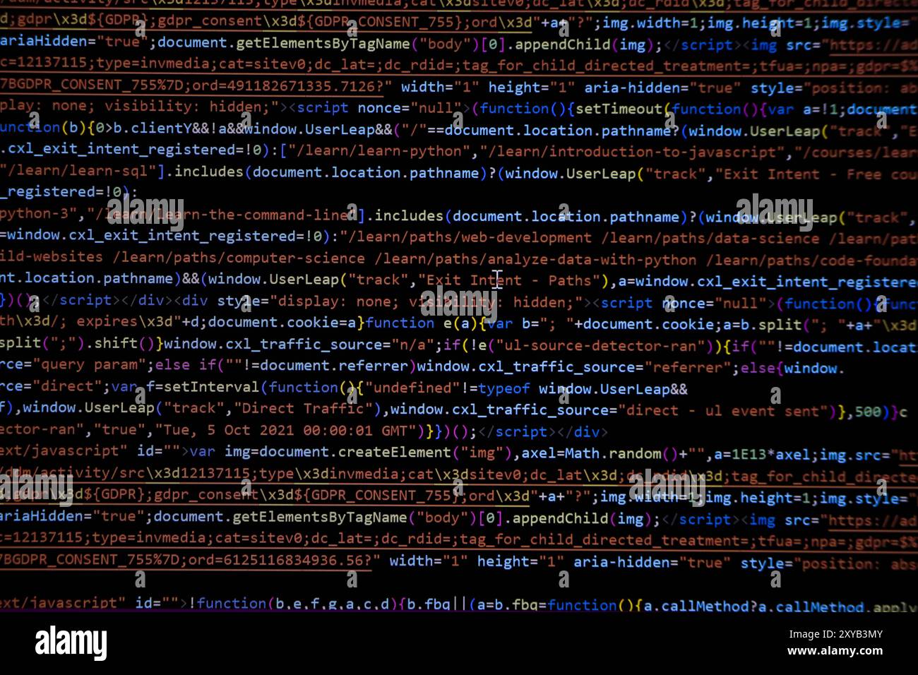 Programmierbildschirm, Codierungsbildschirm für Webentwickler Stockfoto